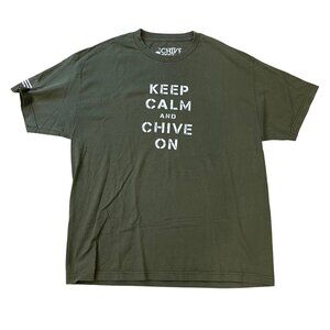 Chive Tees Keep Calm and Chive On Tee Unisex Adult‎ Size XL Green Short Sleeve